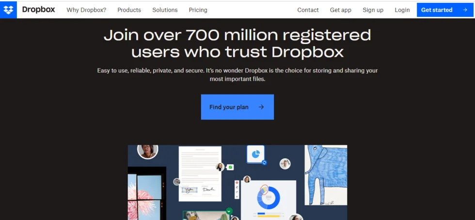 Dropbox’s Website visual