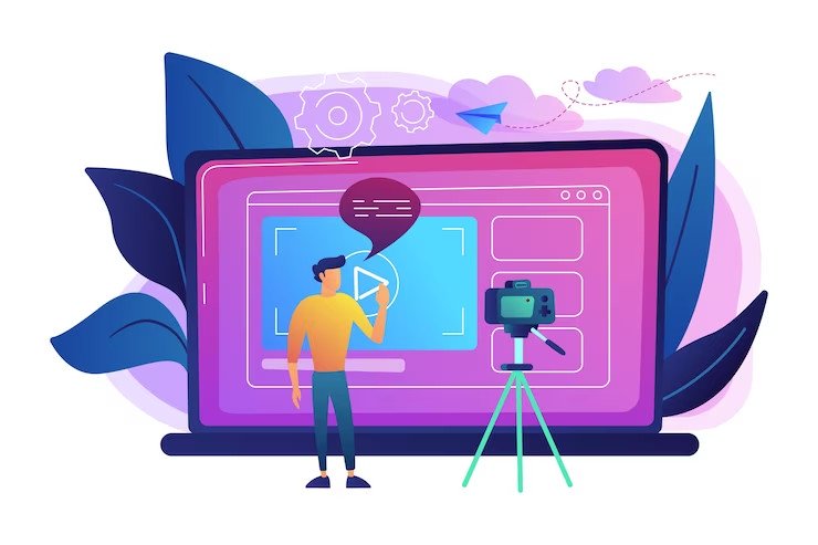 man front camera recording video share internet illustration